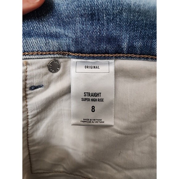 Express Straight Super High Rise Jeans Womens 8 Blue Light Wash Button Fly NEW - Picture 9 of 11